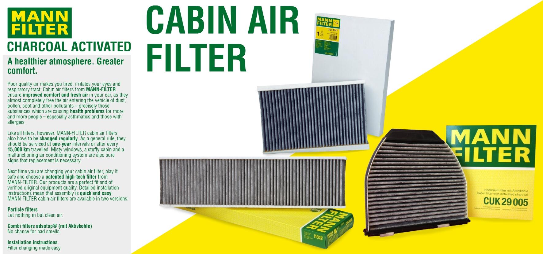 Volvo Cabin Air Filter (w/ AQS) (Activated Charcoal) 30630754 - MANN-FILTER CUK2855